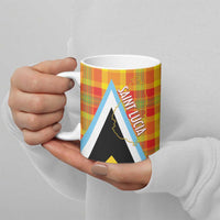 Saint Lucia Creole Day Ceramic Mug Bon Fete Jounen Kweyol Madras Pattern - Wonder Print Shop