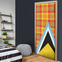Saint Lucia Creole Day Door Cover Bon Fete Jounen Kweyol Madras Pattern - Wonder Print Shop