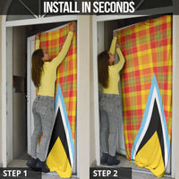 Saint Lucia Creole Day Door Cover Bon Fete Jounen Kweyol Madras Pattern - Wonder Print Shop