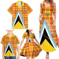 Saint Lucia Creole Day Family Matching Summer Maxi Dress and Hawaiian Shirt Bon Fete Jounen Kweyol Madras Pattern - Wonder Print Shop