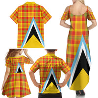 Saint Lucia Creole Day Family Matching Summer Maxi Dress and Hawaiian Shirt Bon Fete Jounen Kweyol Madras Pattern - Wonder Print Shop