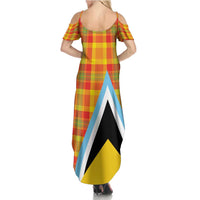 Saint Lucia Creole Day Family Matching Summer Maxi Dress and Hawaiian Shirt Bon Fete Jounen Kweyol Madras Pattern - Wonder Print Shop