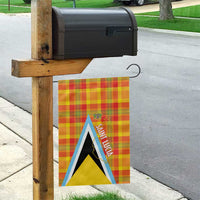 Saint Lucia Creole Day Garden Flag Bon Fete Jounen Kweyol Madras Pattern - Wonder Print Shop