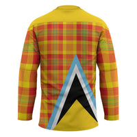 Saint Lucia Creole Day Hockey Jersey Bon Fete Jounen Kweyol Madras Pattern - Wonder Print Shop