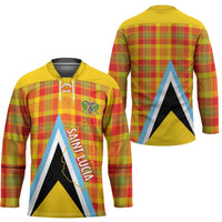 Saint Lucia Creole Day Hockey Jersey Bon Fete Jounen Kweyol Madras Pattern - Wonder Print Shop