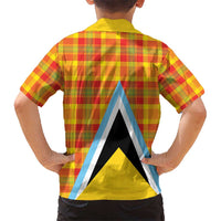 Saint Lucia Creole Day Kid Hawaiian Shirt Bon Fete Jounen Kweyol Madras Pattern - Wonder Print Shop