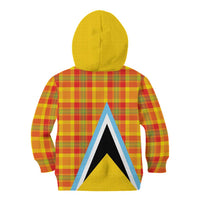 Saint Lucia Creole Day Kid Hoodie Bon Fete Jounen Kweyol Madras Pattern - Wonder Print Shop