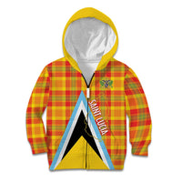 Saint Lucia Creole Day Kid Hoodie Bon Fete Jounen Kweyol Madras Pattern - Wonder Print Shop