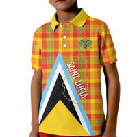 Saint Lucia Creole Day Kid Polo Shirt Bon Fete Jounen Kweyol Madras Pattern - Wonder Print Shop