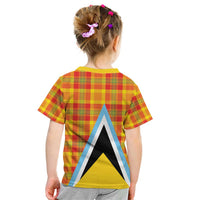 Saint Lucia Creole Day Kid T Shirt Bon Fete Jounen Kweyol Madras Pattern - Wonder Print Shop