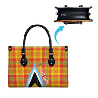 Saint Lucia Creole Day Leather Bag Bon Fete Jounen Kweyol Madras Pattern - Wonder Print Shop