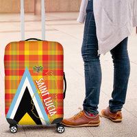 Saint Lucia Creole Day Luggage Cover Bon Fete Jounen Kweyol Madras Pattern - Wonder Print Shop