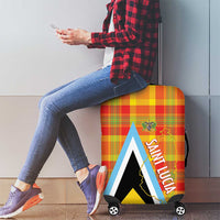 Saint Lucia Creole Day Luggage Cover Bon Fete Jounen Kweyol Madras Pattern - Wonder Print Shop