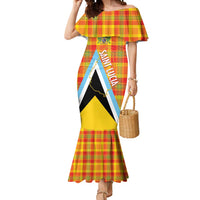 Saint Lucia Creole Day Mermaid Dress Bon Fete Jounen Kweyol Madras Pattern - Wonder Print Shop