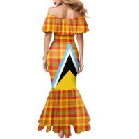 Saint Lucia Creole Day Mermaid Dress Bon Fete Jounen Kweyol Madras Pattern - Wonder Print Shop