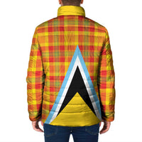 Saint Lucia Creole Day Padded Jacket Bon Fete Jounen Kweyol Madras Pattern - Wonder Print Shop