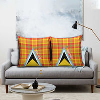 Saint Lucia Creole Day Pillow Cover Bon Fete Jounen Kweyol Madras Pattern - Wonder Print Shop