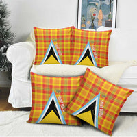 Saint Lucia Creole Day Pillow Cover Bon Fete Jounen Kweyol Madras Pattern - Wonder Print Shop