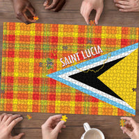 Saint Lucia Creole Day Puzzle Bon Fete Jounen Kweyol Madras Pattern - Wonder Print Shop
