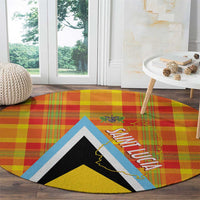 Saint Lucia Creole Day Round Carpet Bon Fete Jounen Kweyol Madras Pattern - Wonder Print Shop