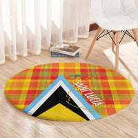 Saint Lucia Creole Day Round Carpet Bon Fete Jounen Kweyol Madras Pattern - Wonder Print Shop