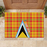 Saint Lucia Creole Day Rubber Doormat Bon Fete Jounen Kweyol Madras Pattern - Wonder Print Shop