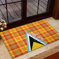 Saint Lucia Creole Day Rubber Doormat Bon Fete Jounen Kweyol Madras Pattern - Wonder Print Shop