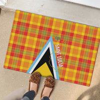 Saint Lucia Creole Day Rubber Doormat Bon Fete Jounen Kweyol Madras Pattern - Wonder Print Shop