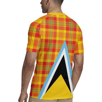 Saint Lucia Creole Day Rugby Jersey Bon Fete Jounen Kweyol Madras Pattern - Wonder Print Shop