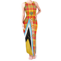 Saint Lucia Creole Day Tank Maxi Dress Bon Fete Jounen Kweyol Madras Pattern - Wonder Print Shop