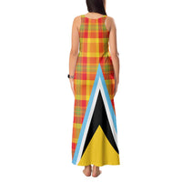 Saint Lucia Creole Day Tank Maxi Dress Bon Fete Jounen Kweyol Madras Pattern - Wonder Print Shop