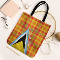 Saint Lucia Creole Day Tote Bag Bon Fete Jounen Kweyol Madras Pattern - Wonder Print Shop