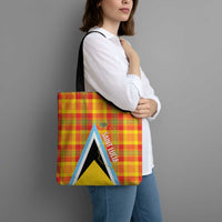 Saint Lucia Creole Day Tote Bag Bon Fete Jounen Kweyol Madras Pattern - Wonder Print Shop