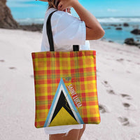 Saint Lucia Creole Day Tote Bag Bon Fete Jounen Kweyol Madras Pattern - Wonder Print Shop