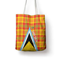 Saint Lucia Creole Day Tote Bag Bon Fete Jounen Kweyol Madras Pattern - Wonder Print Shop