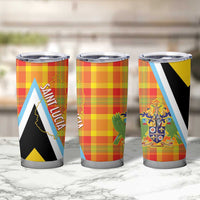 Saint Lucia Creole Day Tumbler Cup Bon Fete Jounen Kweyol Madras Pattern - Wonder Print Shop