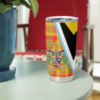 Saint Lucia Creole Day Tumbler Cup Bon Fete Jounen Kweyol Madras Pattern - Wonder Print Shop