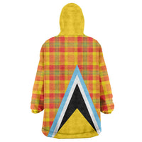Saint Lucia Creole Day Wearable Blanket Hoodie Bon Fete Jounen Kweyol Madras Pattern - Wonder Print Shop
