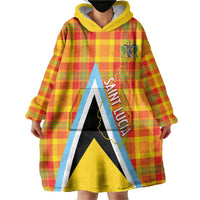 Saint Lucia Creole Day Wearable Blanket Hoodie Bon Fete Jounen Kweyol Madras Pattern - Wonder Print Shop