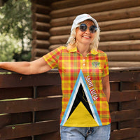 Saint Lucia Creole Day Women Polo Shirt Bon Fete Jounen Kweyol Madras Pattern - Wonder Print Shop