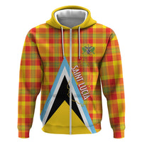Saint Lucia Creole Day Zip Hoodie Bon Fete Jounen Kweyol Madras Pattern - Wonder Print Shop