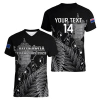 Custom New Zealand Silver Fern Rugby Women V Neck T Shirt All Black Go Champions 2023 With Trophy Proud - Wonder Print Shop