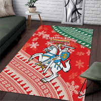 Lietuva Christmas Area Rug Linksmu Kaledu - Lithuania Coat Of Arms - Wonder Print Shop
