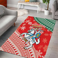 Lietuva Christmas Area Rug Linksmu Kaledu - Lithuania Coat Of Arms - Wonder Print Shop