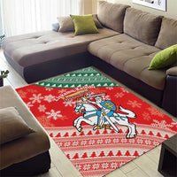 Lietuva Christmas Area Rug Linksmu Kaledu - Lithuania Coat Of Arms - Wonder Print Shop