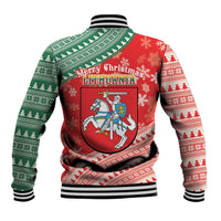 Lietuva Christmas Baseball Jacket Linksmu Kaledu - Lithuania Coat Of Arms - Wonder Print Shop