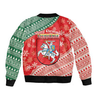 Lietuva Christmas Bomber Jacket Linksmu Kaledu - Lithuania Coat Of Arms - Wonder Print Shop