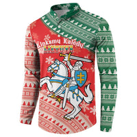 Lietuva Christmas Button Sweatshirt Linksmu Kaledu - Lithuania Coat Of Arms - Wonder Print Shop