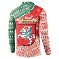 Lietuva Christmas Button Sweatshirt Linksmu Kaledu - Lithuania Coat Of Arms - Wonder Print Shop