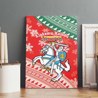 Lietuva Christmas Canvas Wall Art Linksmu Kaledu - Lithuania Coat Of Arms - Wonder Print Shop